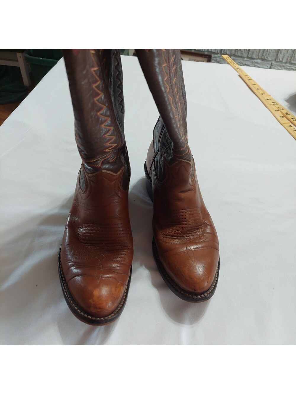 Tony Lama Brown Leather Cowboy Boots Size 4 B
